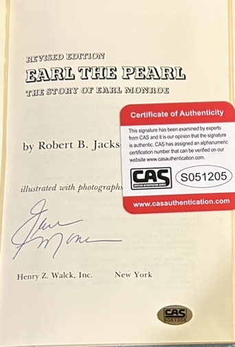 EARL MONROE EARL THE PEARL SIGNED BOOK w/COA