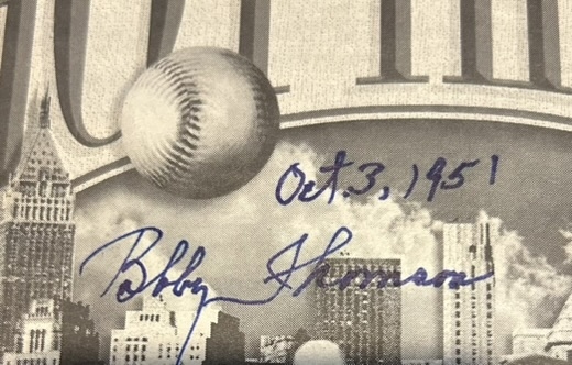 BOBBY THOMSON SHOT HEARD 'ROUND THE WORLDSIGNED HBO POSTER w/COA