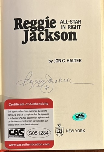 REGGIE JACKSON ALL STAR IN RIGHT SIGNED BOOK w/COA