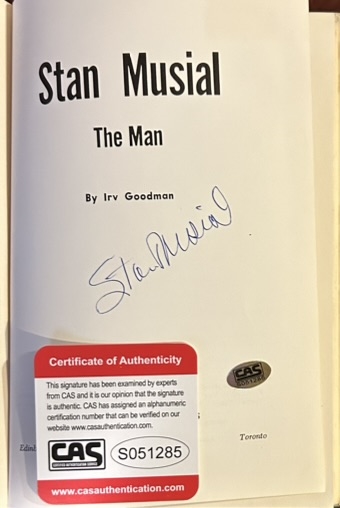 STAN MUSIAL THE MAN SIGNED BOOK w/COA