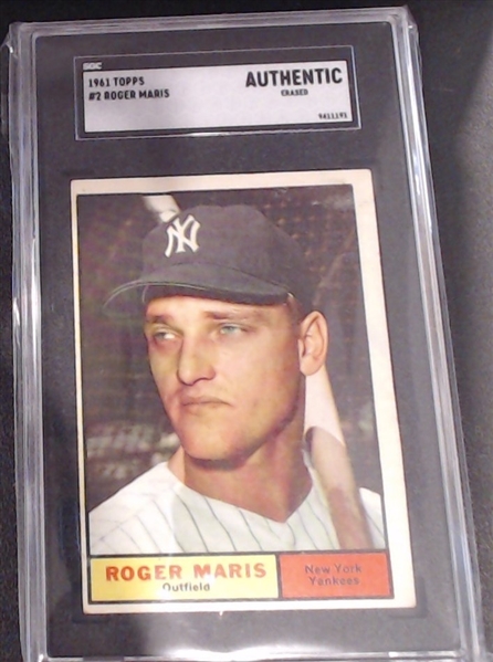 1961 TOPPS ROGER MARRIS SGC AUTHENTIC