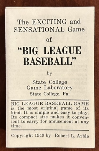 1949 BIG LEAGUE BASE BALL CARD GAME