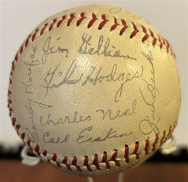 1957 BROOKLYN DODGERS FACSIMILE SIGNED BASEBALL- LAST SEASON IN NY