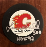 LANNY MCDONALD SIGNED CALGARY FLAMES HOCKEY PUCK w/COA