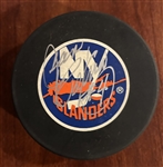 JEAN POTVIN SIGNED NEW YORK ISLANDERS HOCKEY PUCK w/COA