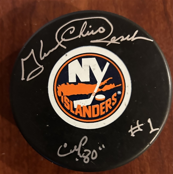 CHICO RESCH NEW YORK ISLANDERS SIGNED PUCK  COA