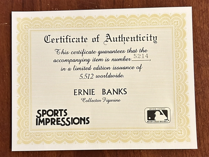 1989 ERNIE BANKS 500 HOME RUN SPORTS IMPRESSIONS STATUE w/BOX