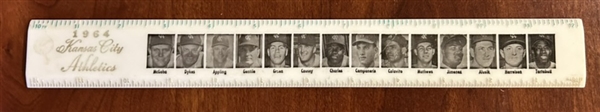 1964 KANSAS CITY ATHLETICS RULER W/PLAYER PHOTOS