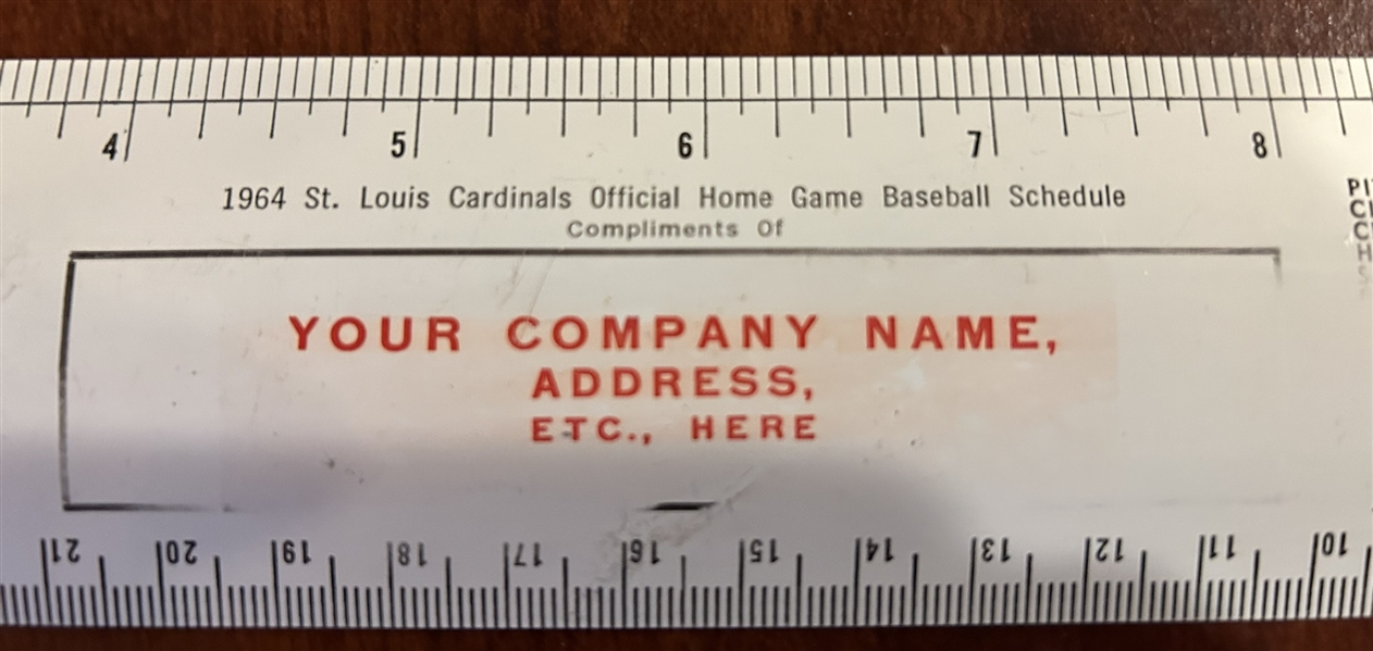 1964 ST. LOUIS CARDINALS SCHEDULE / RULER