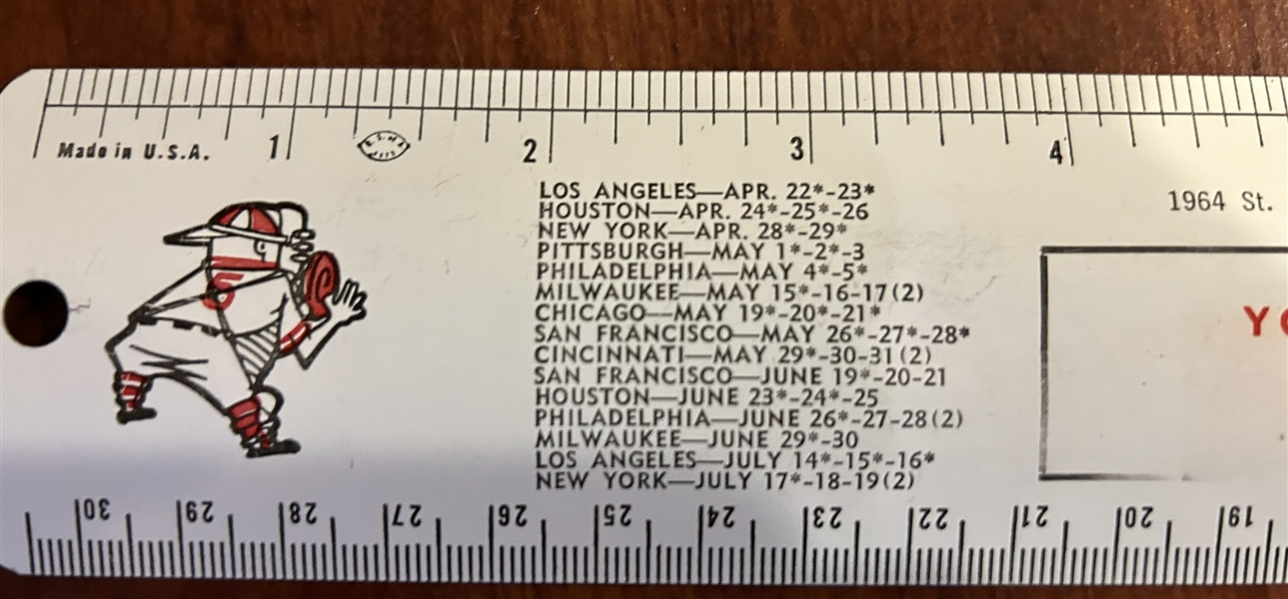 1964 ST. LOUIS CARDINALS SCHEDULE / RULER