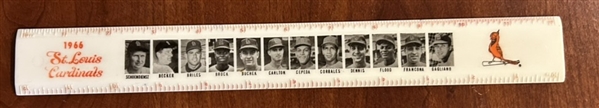 1966 ST. LOUIS CARDINALS RULER w/PLAYER PHOTOS