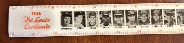 1966 ST. LOUIS CARDINALS RULER w/PLAYER PHOTOS