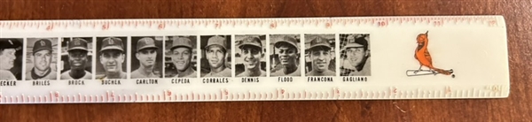 1966 ST. LOUIS CARDINALS RULER w/PLAYER PHOTOS