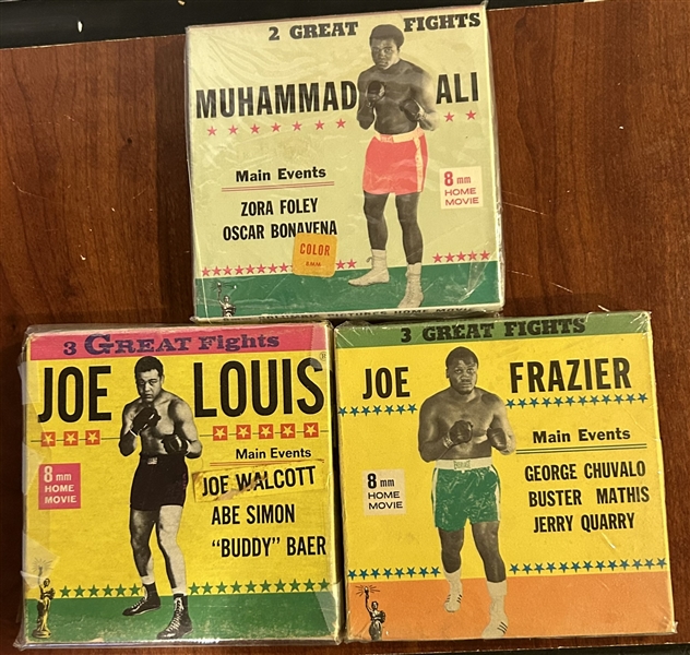 VINTAGE 8mm BOXING FILMS - ALI, LOUIS & FRAZIER w/BOXES