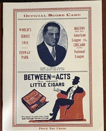 1918 ROBERT OPIE REPRO WORLD SERIES PROGRAM