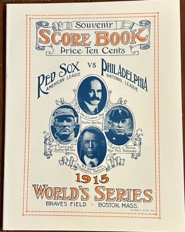 1915 ROBERT OPIE REPRO WORLD SERIES PROGRAM