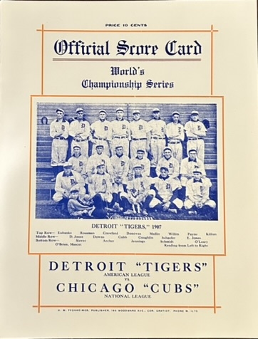 1907 ROBERT OPIE REPRO WORLD SERIES PROGRAM