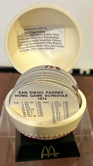 1974 SAN DIEGO PADRES SOUVENIR BALL w/CARDS