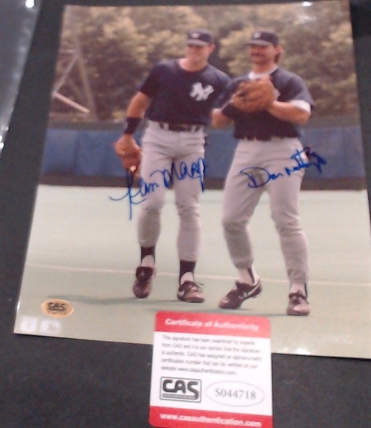 8x10 DUAL AUTO OF KEVIN MAAS AND DON MATTINGLY W/CAS COA