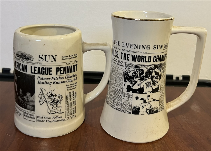 1966 & 1970 BALTIMORE ORIOLES CHAMPIONSHIP MUGS