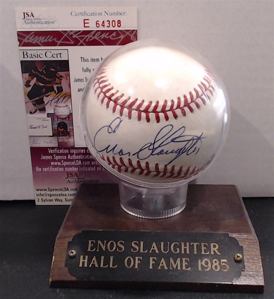 ENOS SLAUGHTER AUTOGRAPHED BALL W/ JSA COA