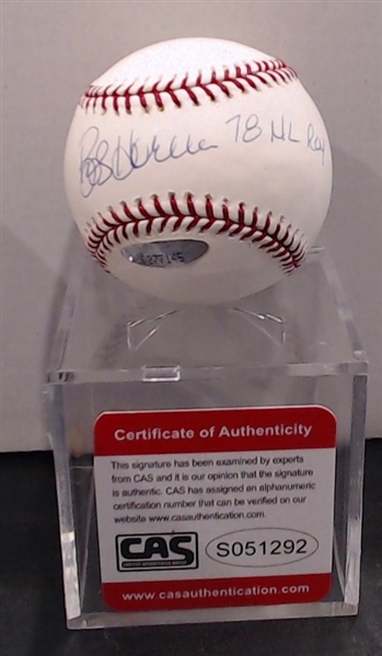 BOB HORNER AUTOGRAPHED BALL W/ CAS COA