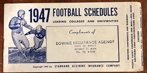 1947 FOOTBALL SCHEDULE BOOKLET w/NFL & MORE