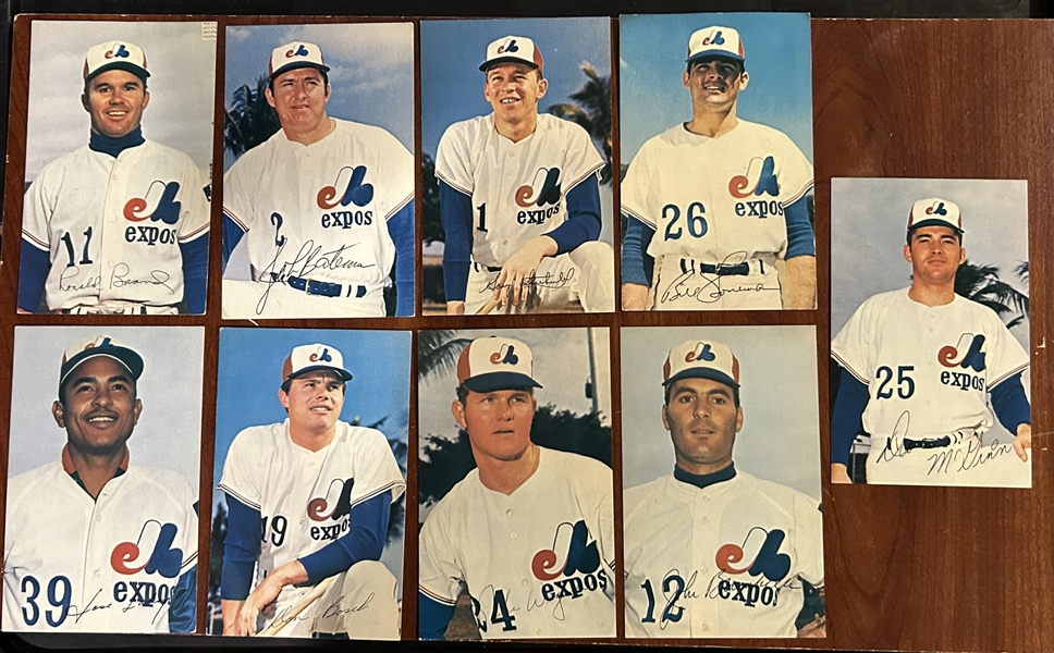 1969 MONTREAL EXPOS PLAYER POSTCARDS- 9 DIFFERENT