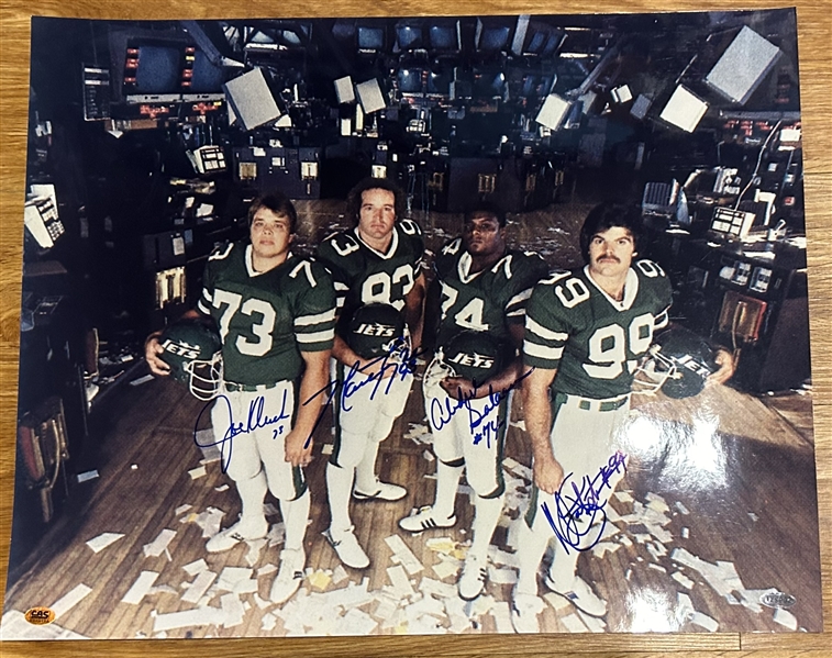 NEW YORK JETS SACK EXCHANGE AUTOGRAPHED 16 X 20 PHOTO w/COA