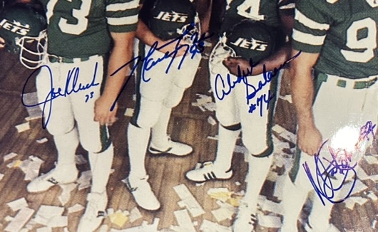 NEW YORK JETS SACK EXCHANGE AUTOGRAPHED 16 X 20 PHOTO w/COA