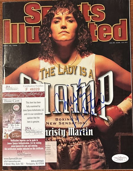 CHRISTY MARTIN FEMALE BOXER SIGNED SPORTS ILLUSTRATED w/COA