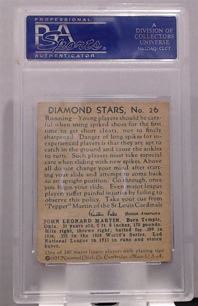 1935 DIAMOND STARS PEPPER MARTIN PSA 5