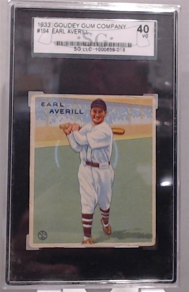 1933 GOUDEY EARL AVERILL SGC 40