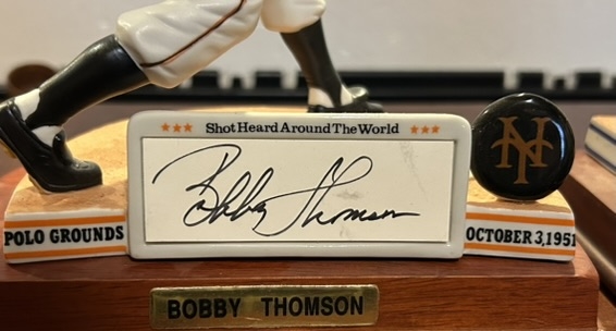 BOBBY THOMSOM/RALPH BRANCA SIGNED SHOT HEARD 'ROUND THE WORLD S.I. STATUES