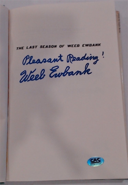 WEEB EWBANK AUTOGRAPHED BOOK W/ CAS COA