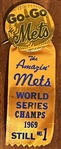 1969 NEW YORK METS WORLD CHAMPIONS PIN w/RIBBON