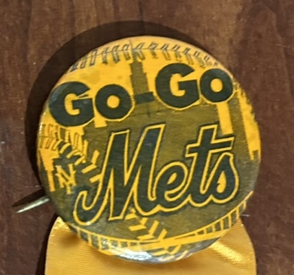 1969 NEW YORK METS WORLD CHAMPIONS PIN w/RIBBON