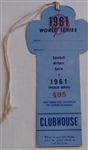 1961 WORLD SERIES YANKEES VS REDS PRESS PASS FROM YANKEE STADIUM