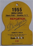 1955 WORLD SERIES YANKEES VS DODGERS PRESS PASS FROM EBBETS FIELD