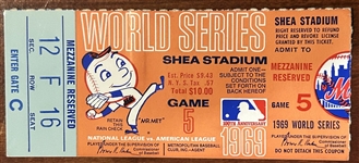 1969 WORLD SERIES TICKET STUB - GAME 5- METS CLINCH