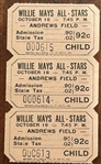 1956 WILLIE MAYS "ALL STARS" BARNSTORMING TICKETS- 3 UNCUT