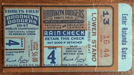 1947 WORLD SERIES TICKET STUB - GAME 4 - YANKEES vs DODGERS