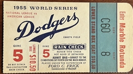 1955 WORLD SERIES TICKET STUB- GAME 5 - YANKEES vs DODGERS