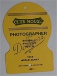 1956 WORLD SERIES PRESS PASS YANKEES VS DODGERS