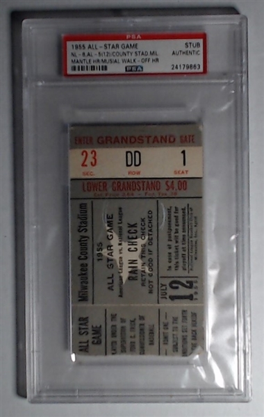 1955 ALLSTAR GAME TICKET STUB PSA AUTHENTIC