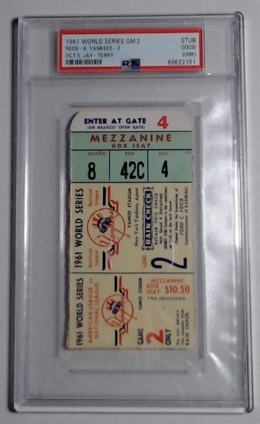 1961 WORLD SERIES TICKET STUB PSA 2(MK)