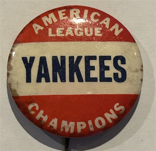 VINTAGE NEW YORK YANKEES AMERICAN LEAGUE CHAMPIONS PIN