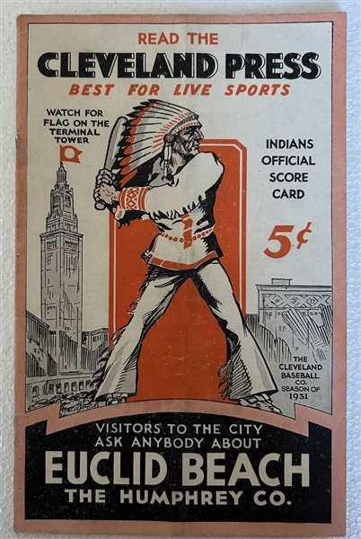 1931 CLEVELAND INDIANS vs CHICAGO WHITE SOX PROGRAM - MUST SEE!