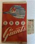 1957 NEW YORK GIANTS vs PITT PIRATES PROGRAM & STUB - LAST GAME AT POLO GROUNDS