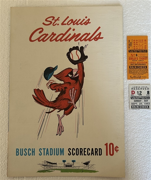 1963 STAN MUSIAL's LAST GAME PROGRAM & TICKETS STUBS